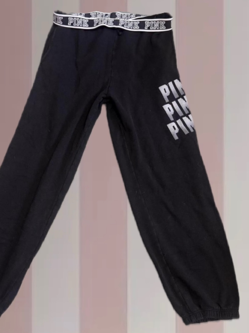 PINK Victoria’s Secret Vintage Y2K  Black Logo Waistband Sweatpants